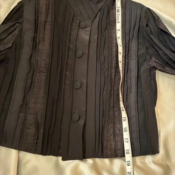 Hulda Bridgeman Design Wearable Art Black Silk Size 0 Petite Jacket Handmade EUC - Picture 12 of 16